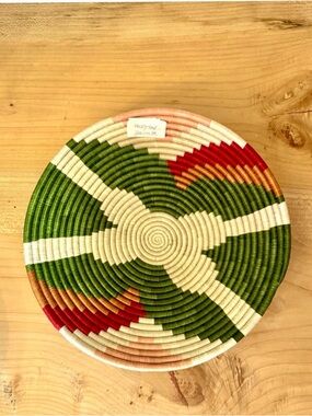 Handwoven Rwandan Basket|Signed “Nishimwe Jeanine” 12”Artisan Woven Boho Decor